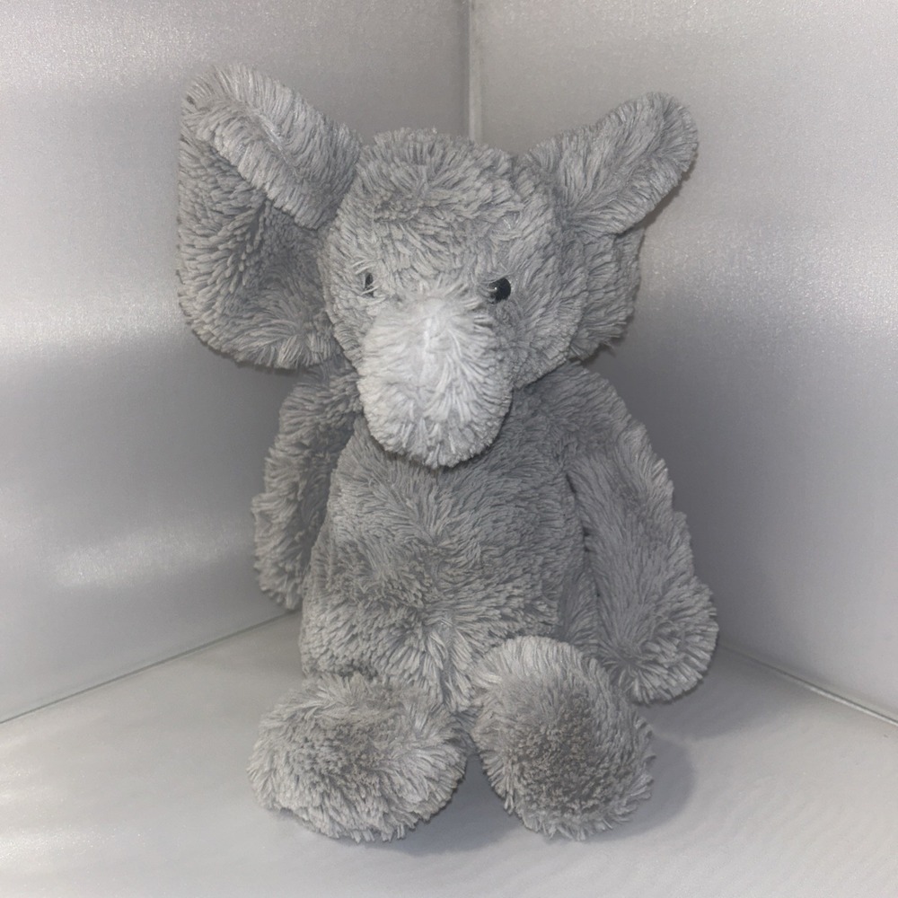 Jellycat London Bashful Elephant Medium Gray Plush Toy Stuffed Gray 12in
